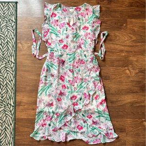 A New Day Pink Floral Faux Wrap Dress